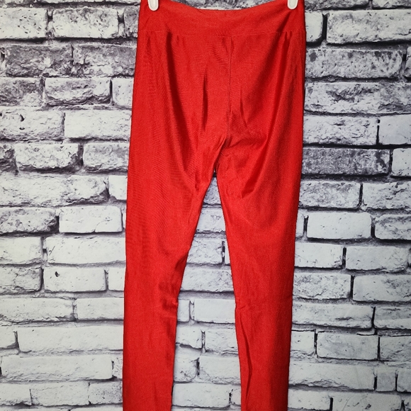 2 Pairs of Shiny Leggings - Red & Hot Pink - S/S - Picture 6 of 7